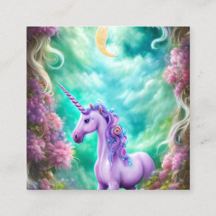 Beautiful Whimsical Unicorn Horse Square Business Card