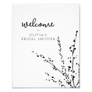 Beautiful White and Black Minimalist Bridal Shower Photo Print