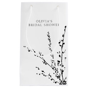 Beautiful White and Black Minimalist Bridal Shower Small Gift Bag