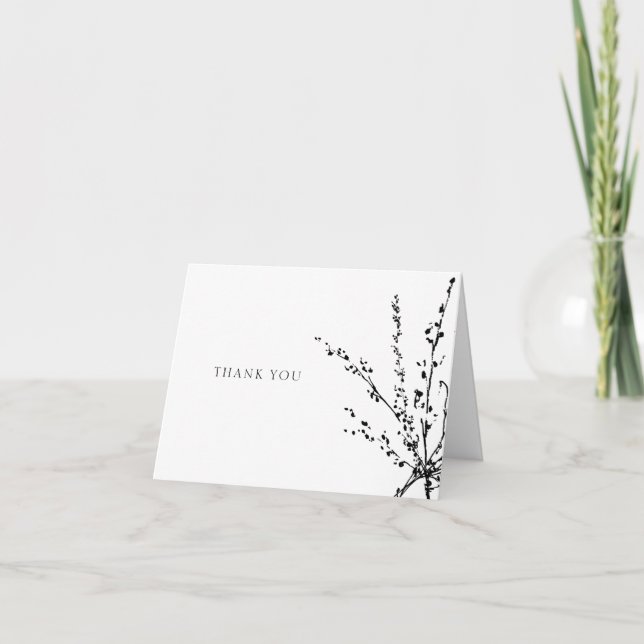 Beautiful White and Black Minimalist Thank You Card (Front)