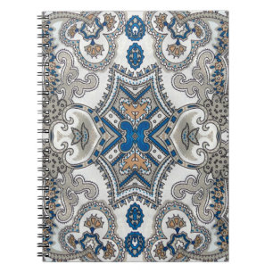 Beautiful white and blue arabesque, islamic patter notebook