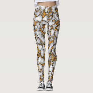 Beautiful White and Gold Marble Texture Design Leggings