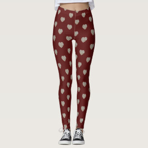 Beautiful White and Gold Marble Texture heart Leggings