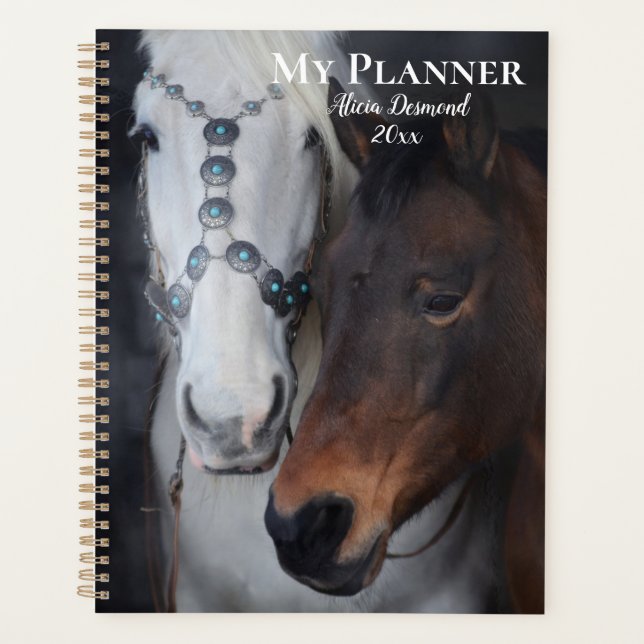 Beautiful White Arabian Horse with Colt Planner (Front)