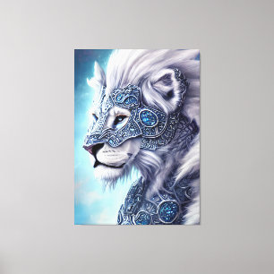Beautiful White Armoured Warrior Lion Canvas Print