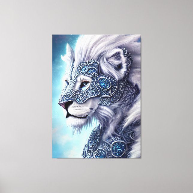 Beautiful White Armoured Warrior Lion  Canvas Print (Front)