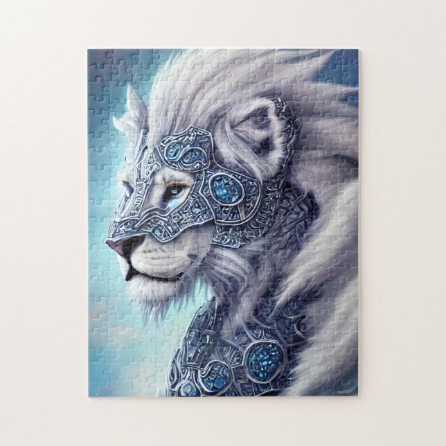Beautiful White Armoured Warrior Lion  Jigsaw Puzzle (Vertical)