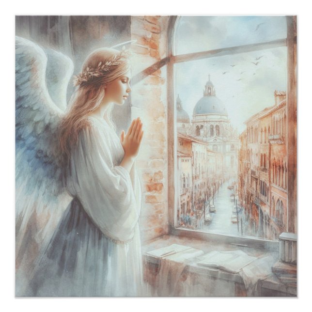 Beautiful White Aura Angelic Figure Praying Poster (Front)