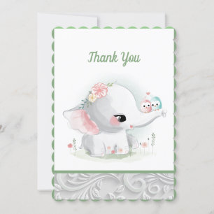 Beautiful White Baby Elephant Thank You Card