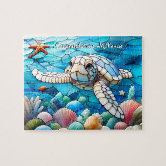Beautiful White Baby Sea Turtle Swimming Jigsaw Puzzle