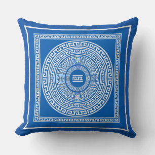 Beautiful White Borders on Grey Blue Background Cushion