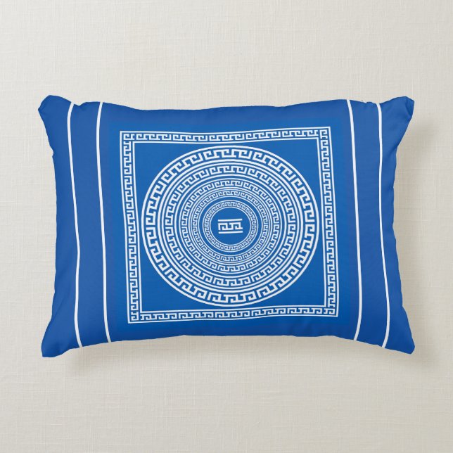 Beautiful White Borders on Grey Blue Background    Decorative Cushion (Front)