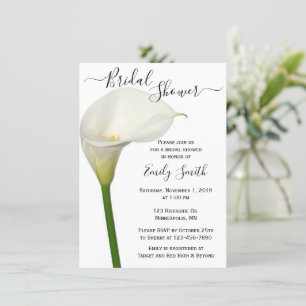 Beautiful White Calla Lily Floral Bridal Shower Invitation