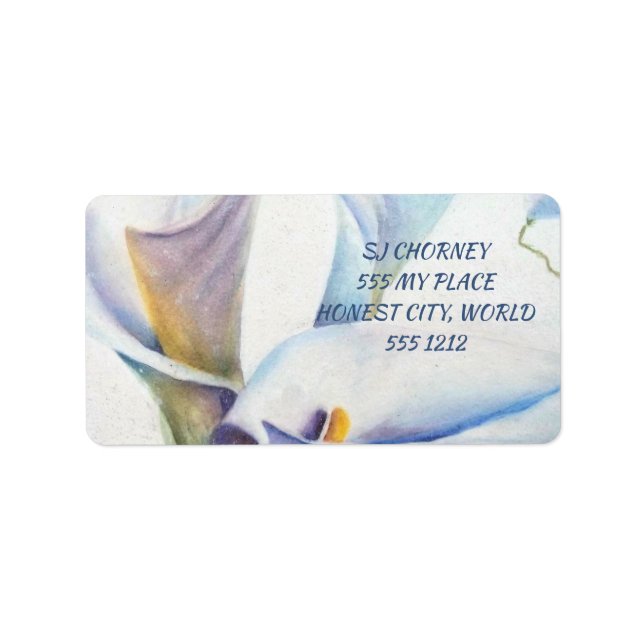 BEAUTIFUL WHITE CALLA LILY FLORAL LABEL (Front)