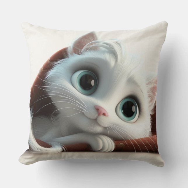 Beautiful White Cat Cushion (Front)