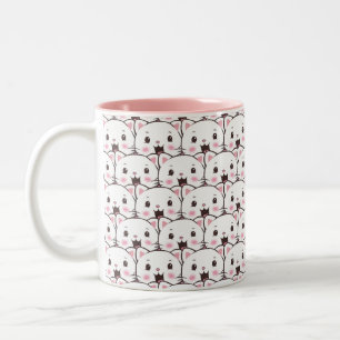 Beautiful White Cat Face Cartoon Pattern Two-Tone Coffee Mug
