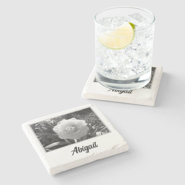 Beautiful White Daffodil  Stone Coaster (Side)