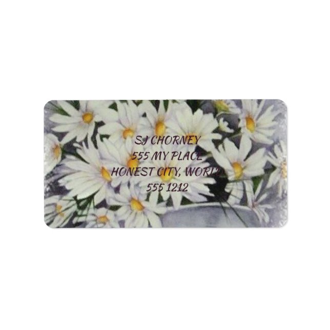 BEAUTIFUL WHITE DAISY BOUQUET FLORAL LABEL (Front)
