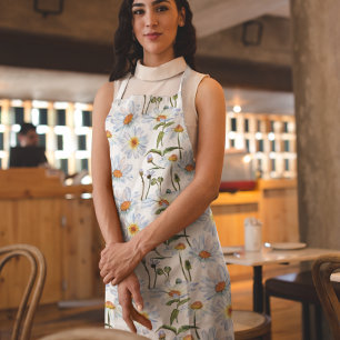 Beautiful White Daisy Flower Apron