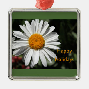 Beautiful white daisy flower happy holidays floral metal tree decoration