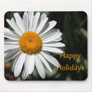 Beautiful white daisy flower happy holidays floral mouse mat