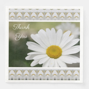 Beautiful White Daisy Paper Napkins To Personalise