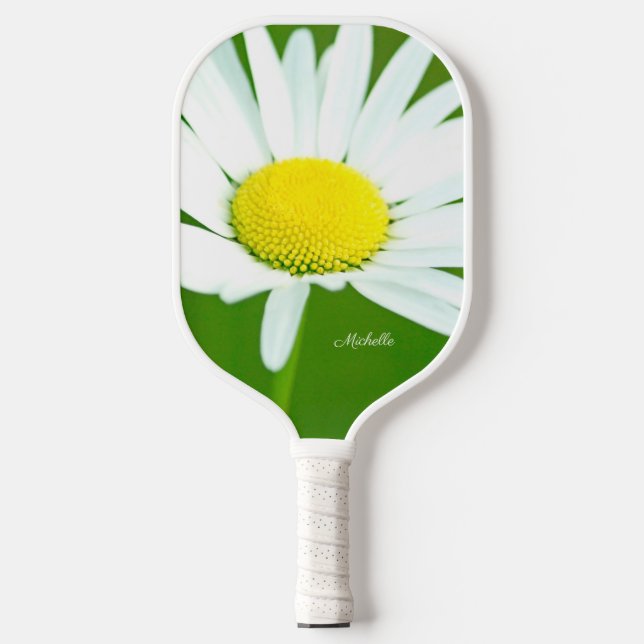 Beautiful White Daisy Personalised Pickleball Paddle (Front)
