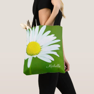 Beautiful White Daisy Personalised Tote Bag