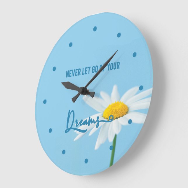 Beautiful White Daisy Wall Clock (Angle)