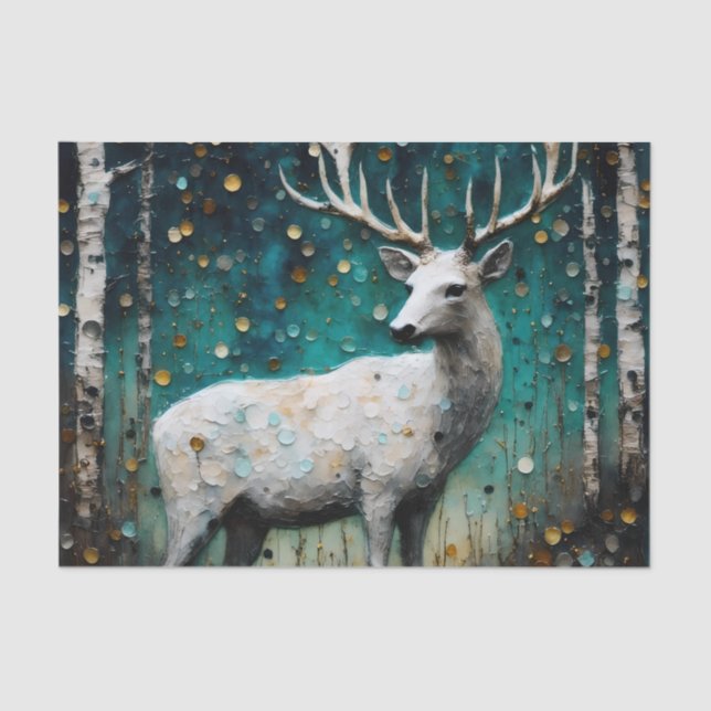 Beautiful White Deer Decoupage Tissue Paper (Front)