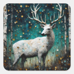 Beautiful White Deer Square Sticker