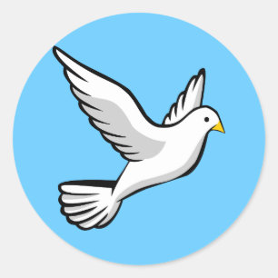 Beautiful white dove animation illustration classic round sticker