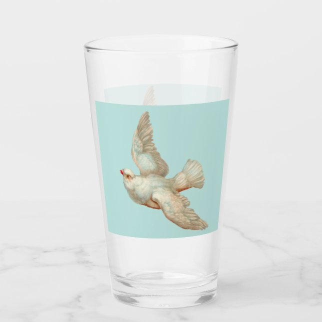 beautiful white dove glass (Front)