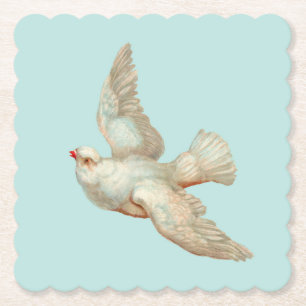 beautiful white dove paper coaster
