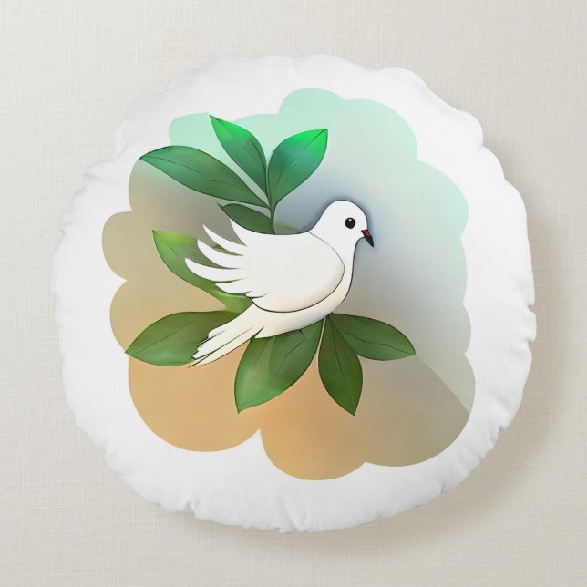 Beautiful White Dove  Round Cushion (Front)