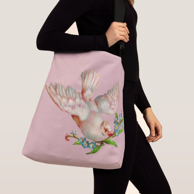  beautiful white dove with sprig in its mouth crossbody bag (Close Up)