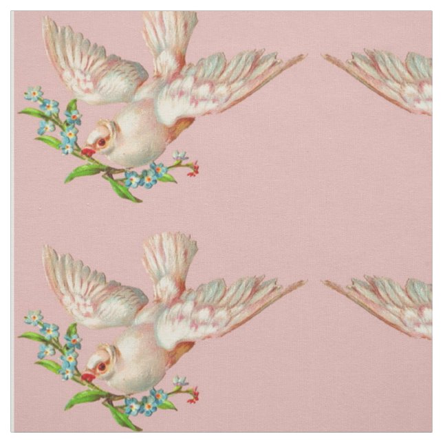 beautiful white dove with sprig in its mouth fabric (Swatch)