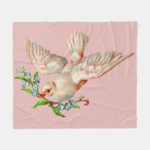 beautiful white dove with sprig in its mouth  fleece blanket