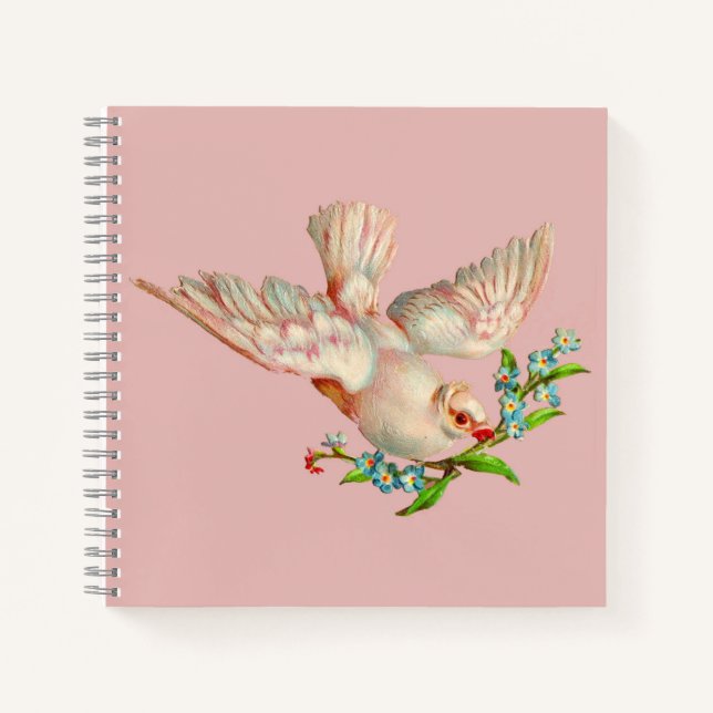 beautiful white dove with sprig in its mouth notebook (Front)
