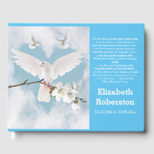 Beautiful White Doves "Do Not Weep"  Memorial Guest Book
