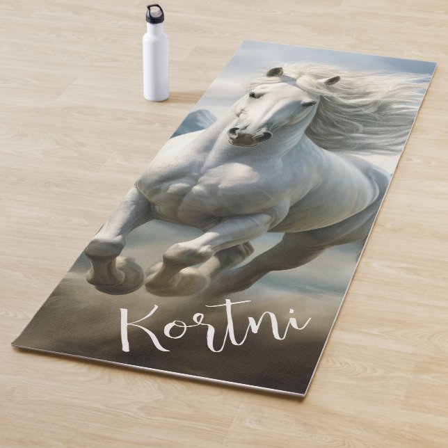 Beautiful White Equestrian  Yoga Mat (In Situ)