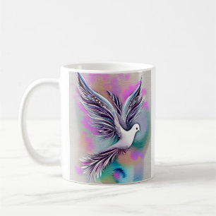 Beautiful White Ethereal Watercolor Dove Coffee Mug
