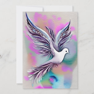 Beautiful White Ethereal Watercolor Dove Holiday Card