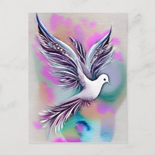 Beautiful White Ethereal Watercolor Dove Postcard