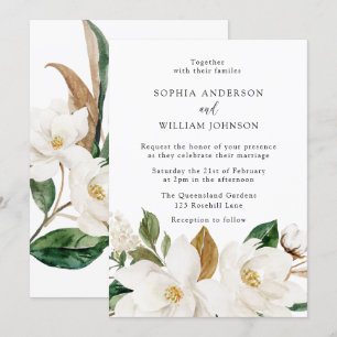 Beautiful White Floral Elegant Wedding Invitation