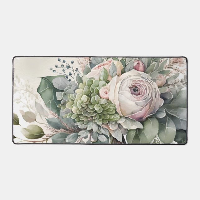 Beautiful White Flower Desk Mat (Front)