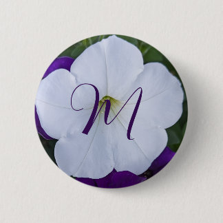 Beautiful White Flower Photo Floral Fancy Initial 6 Cm Round Badge