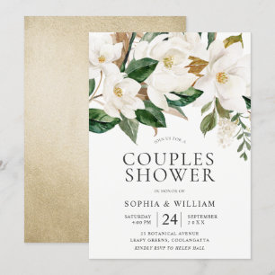 Beautiful White Flowers Elegant Couples Shower Invitation