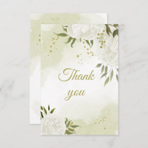 Beautiful white flowers greenery botanical thank you card