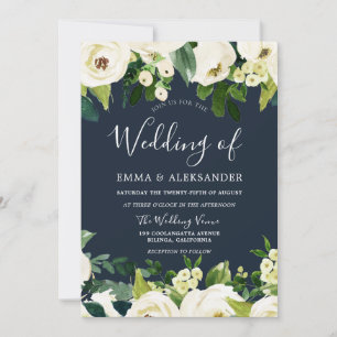 Beautiful White Flowers Spring Wedding Invitation